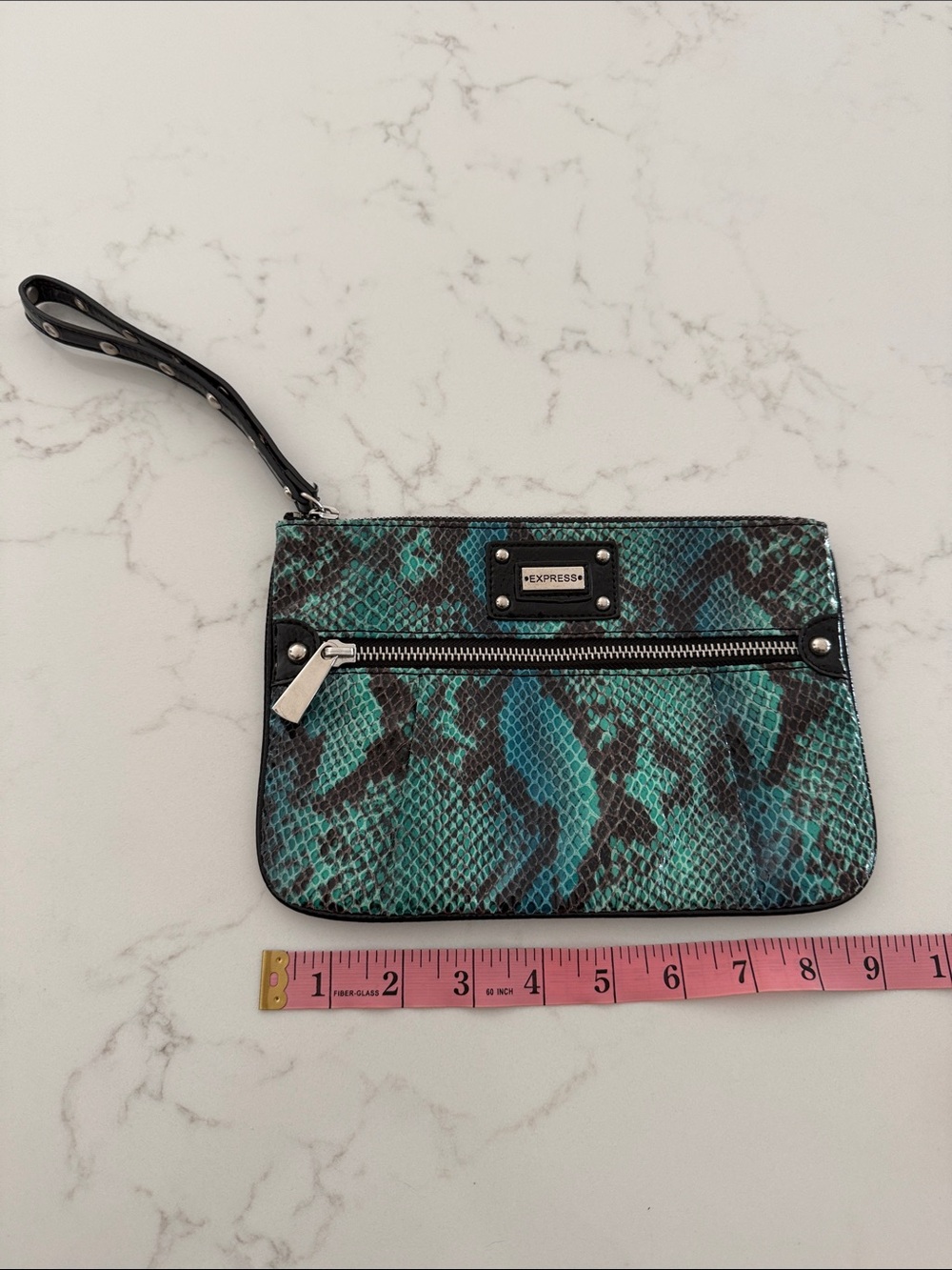 🖤Express 🖤Teal and Black Snake-Print Wristlet Clutch